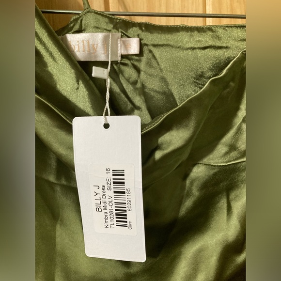 NWT - Billy J. size 16 (girls) satin, one-shoulder Kimbra midi dress - Picture 4 of 6